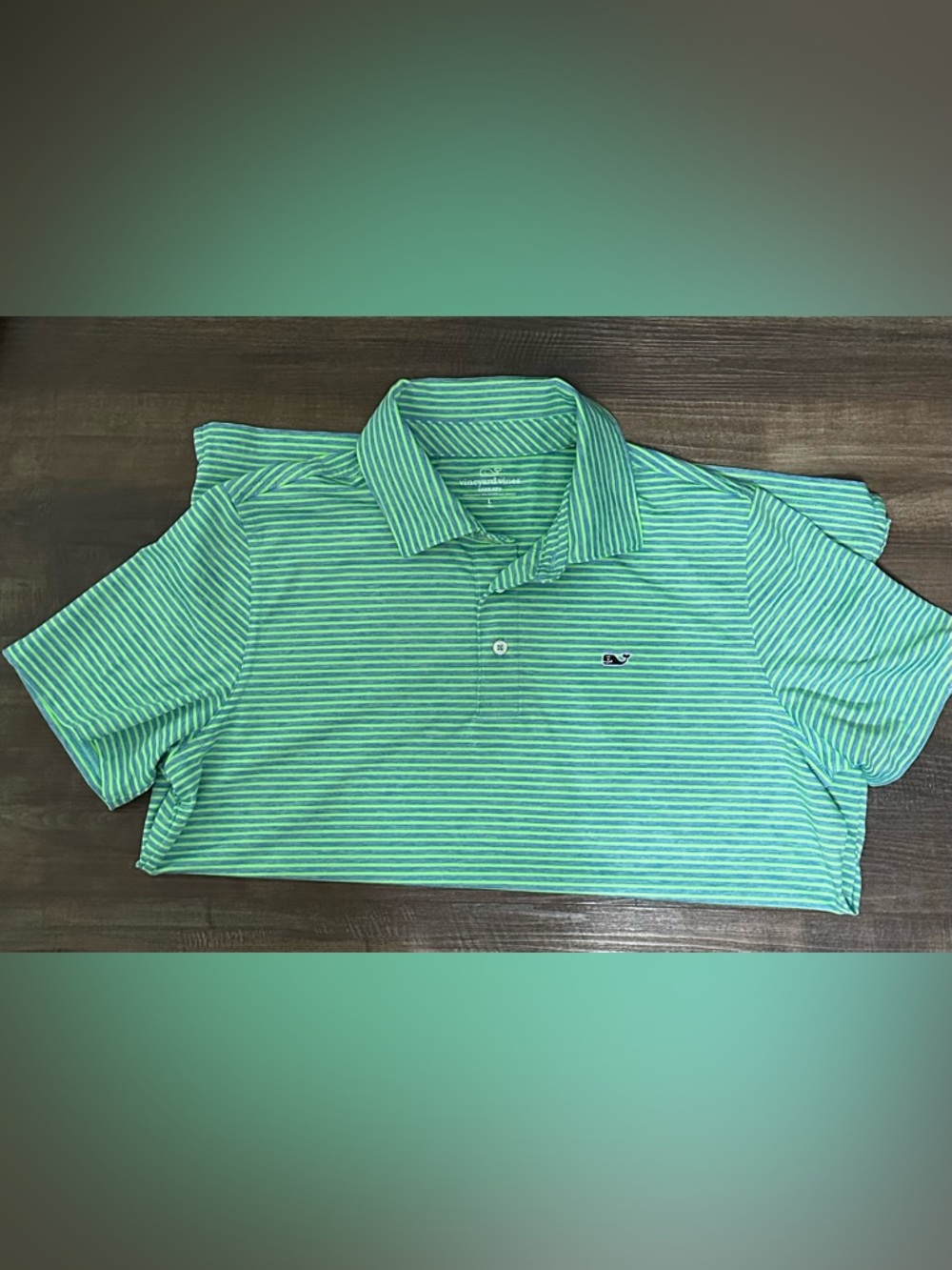 Vineyard Vines Blue and Green Striped Sankaty Polo